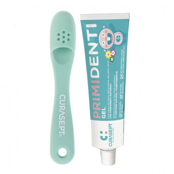 RAMINAMOJO GELIO IR MASAŽUOJANČIO ŠEPETĖLIO RINKINYS, CURASEPT PRIMI DENTI