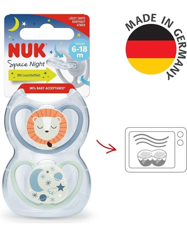 NUK čiulptukai Space Night, 6-18 mėn, 2 vnt