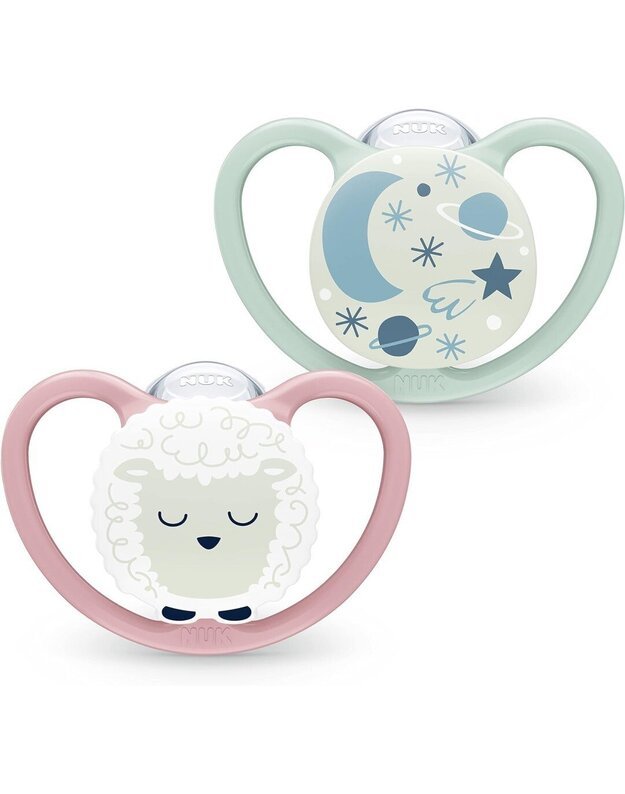 NUK čiulptukai Space Night, 6-18 mėn, 2 vnt