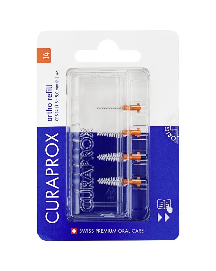 Tarpdančių šepetėlių papildymas ortho(breketams) dydis 14, 4 vnt.