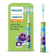 Elektrinis dantų šepetėlis vaikams PHILIPS Sonicare For Kids, žalios spalvos + DOVANA Curasept booster pasta