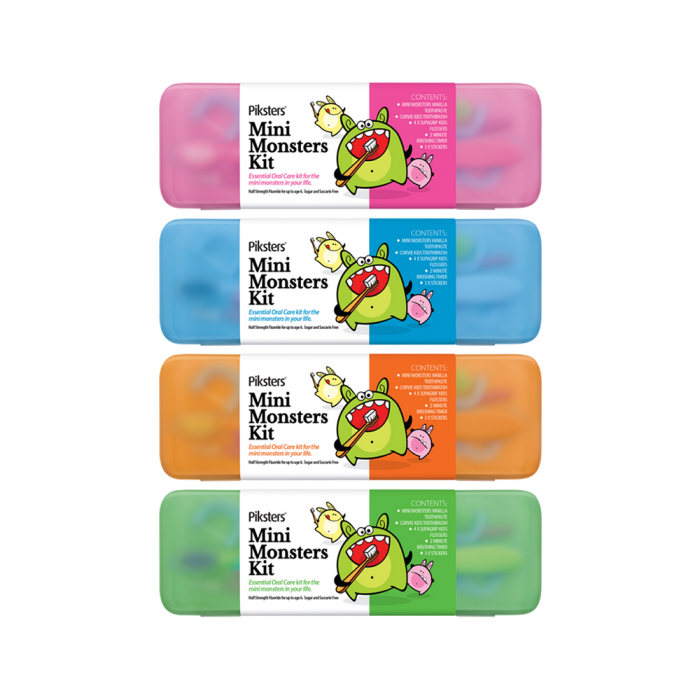 Piksters Mini Monster kelioninis vaikų burnos higienos rinkinys 0-6 metų vaikams