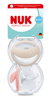 Čiulptukas NUK PERFECT MATCH, tinkami naudoti 0-9 mėn., 2 vnt.