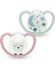 NUK čiulptukai Space Night, 6-18 mėn, 2 vnt