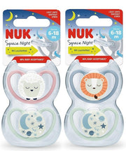 NUK čiulptukai Space Night, 6-18 mėn, 2 vnt