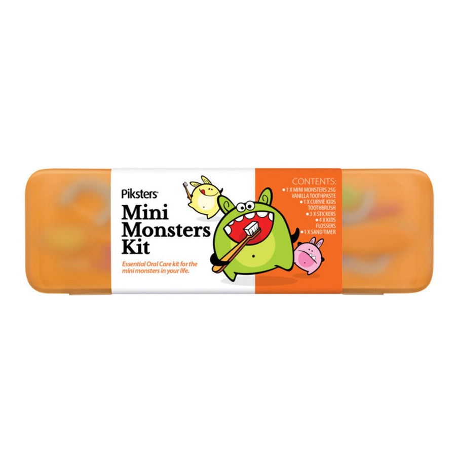 Piksters Mini Monster kelioninis vaikų burnos higienos rinkinys 0-6 metų vaikams