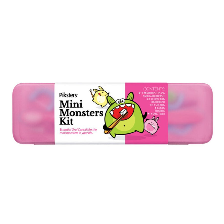 Piksters Mini Monster kelioninis vaikų burnos higienos rinkinys 0-6 metų vaikams